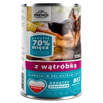 Šlapias šunų maistas Frendi — kepenų gabalėliai švelniame padaže, 1,25 kg pakuotė