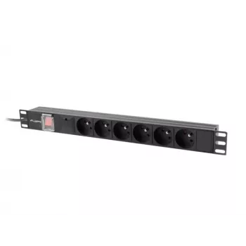 “Lizdinė” PDU LANBERG PDU-06E-0200-IEC-BK 1U 10A 6x PL maitinimo skirstytuvas