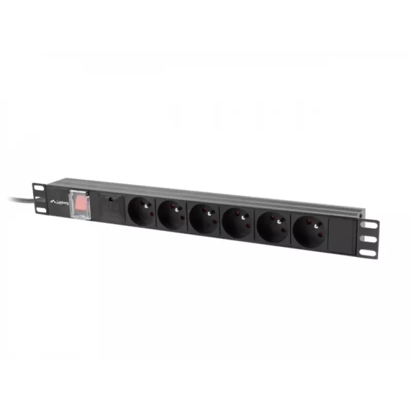 “Lizdinė” PDU LANBERG PDU-06E-0200-IEC-BK 1U 10A 6x PL maitinimo skirstytuvas