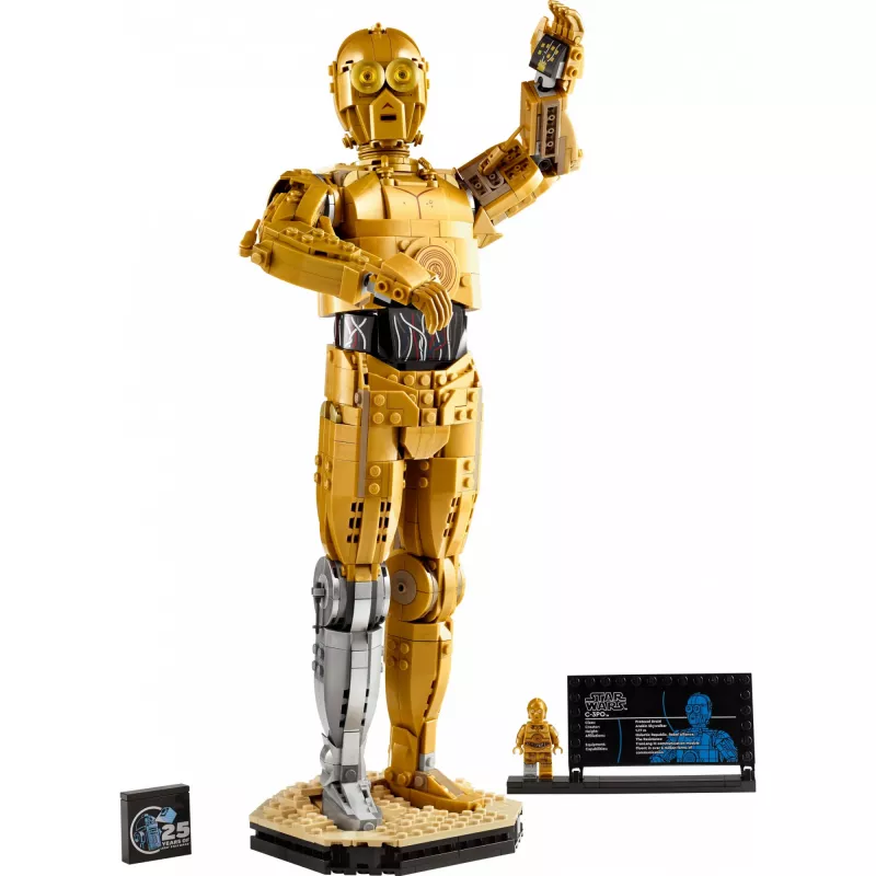 LEGO konstruojama figūrėlė Star Wars C-3PO modelis 75398 — 1 138 detalės, 380 mm aukščio kolekcinis eksponatas