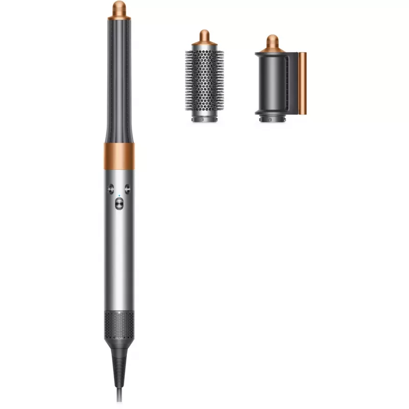 Multistyler Dyson Airwrap Origin Warm Copper Nickel — multistyler, 1300 W, 3 šilumos / greičio nustatymai, 360° pagrindas, 2,675 m laidas