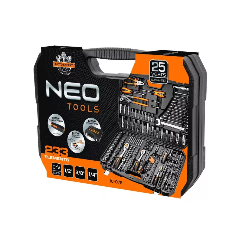 Neo 10-078 mechanikos įrankių rinkinys, 233 įrankiai