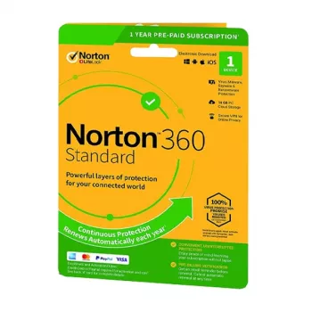Norton 360 Standard | 1 įrenginys | 1 metai | 10 GB debesies saugykla | ES | NE PRENUMERUOTA |