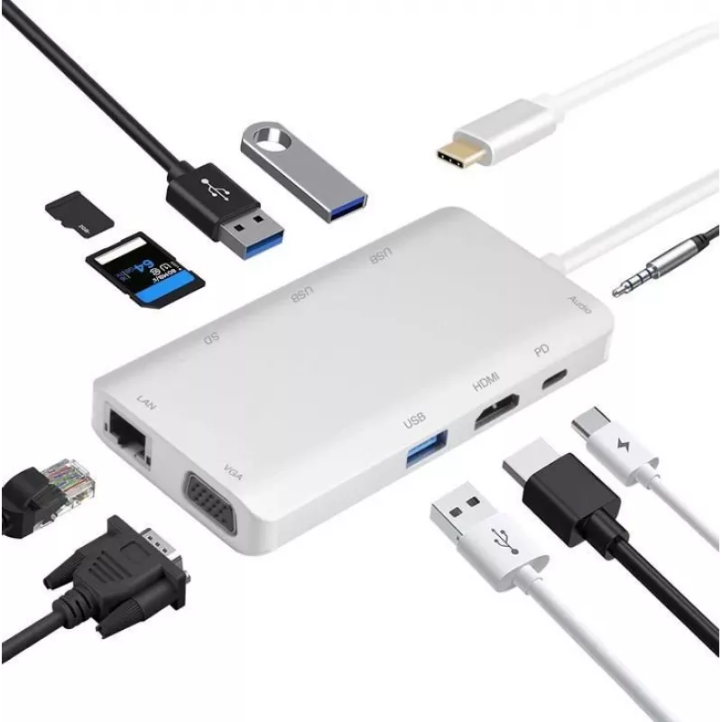 Dokų stotelė helos 304265 USB 3.1 Type-C su HDMI, VGA, USB ir LAN