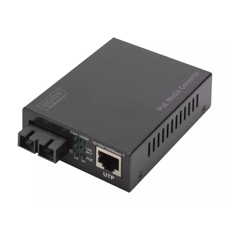 Digitus Gigabit PoE medijos keitiklis, RJ45 / SC, SM, PSE