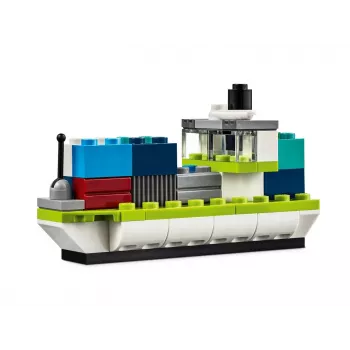 LEGO Classic kūrybinės transporto priemonės – spalvingų automobilių modelių rinkinys su policijos automobilio žaislu ir 11023 klasikine žalia pagrindo plokšte 32x32, skirta pievos statybai