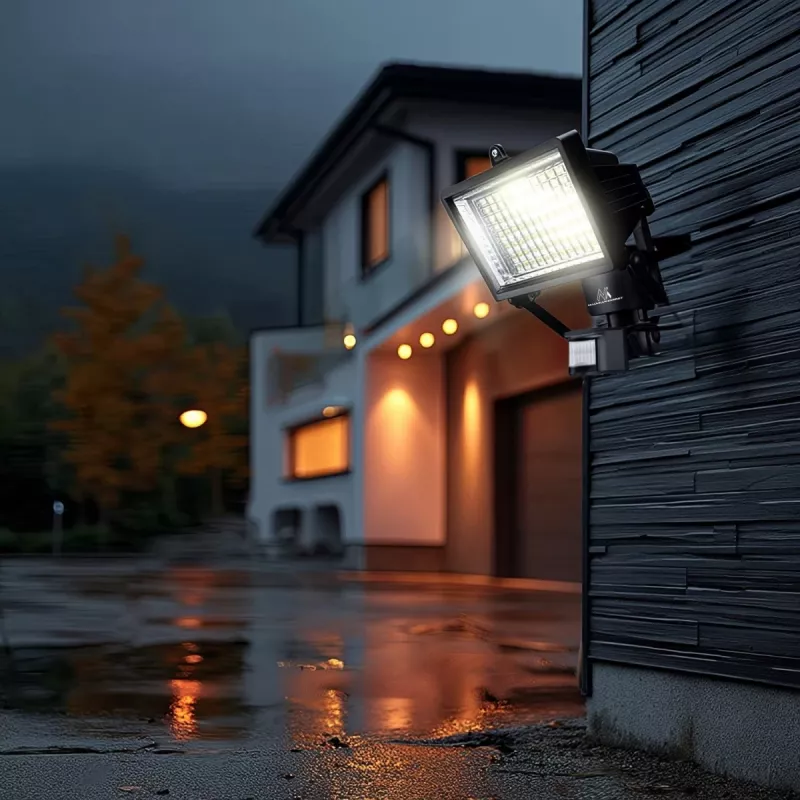 Maclean MCE442 saulės energija maitinamas LED prožektorius su judesio jutikliu, sieninis šviestuvas, prieblandos jutiklis, IP44, 6W, 6000K