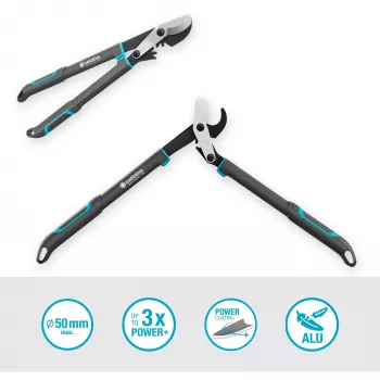 Genėjimo žirklės GARDENA EnergyCut Pro S, 60 cm rankena, pilka/turkio spalvų