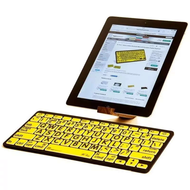 Logickeyboard LKB-LPBY-BTON-DE klaviatūra Bluetooth QWERTZ vokiečių k. juoda - geltona (LKB-LPBY-BTON-DE)
