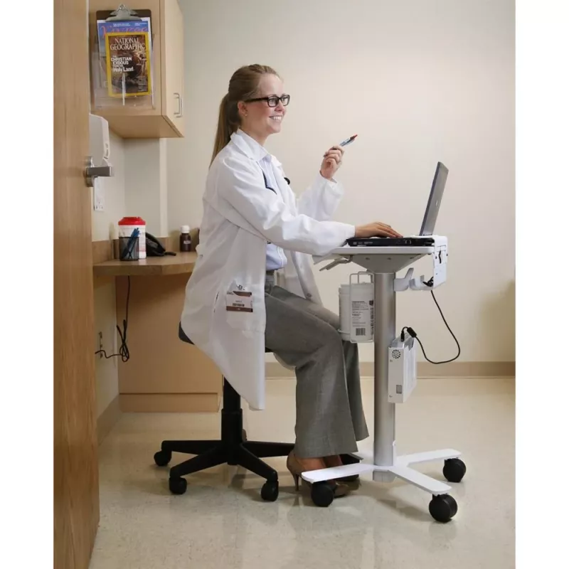 Ergotron StyleView nešiojamojo kompiuterio vežimėlis, SV10 - vežimėlis nešiojamajam kompiuteriui - medicininis - metalas - balta, aliuminis - ekrano dydis: iki 43,2 cm (iki 43,20 cm (17)) (SV10-1100-0)
