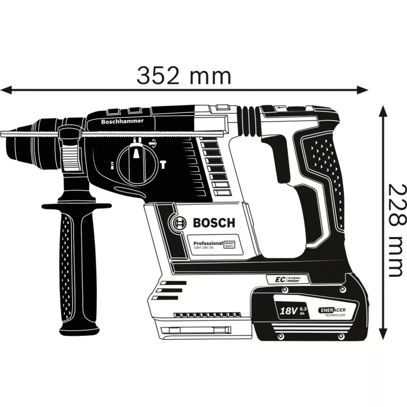 BOSCH. SDS+ plaktukas Gbh 18V-26 Solo 2,6 J