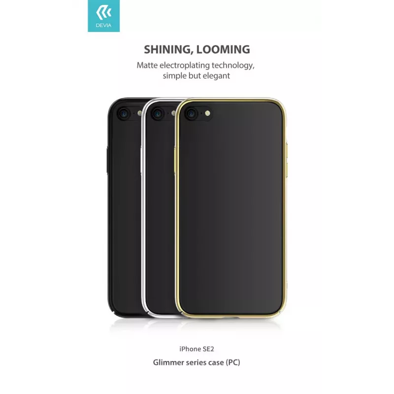 Apsauginis telefono dėklas Devia Glimmer serija, skirtas iPhone SE2, auksinis, kietas PC nugarėlė
