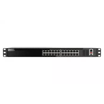 QNAP QSW-M3224-24T tinklo komutatorius Valdomas L3 10G Ethernet (100/1000/10000) 1U Juoda, Sidabrinė