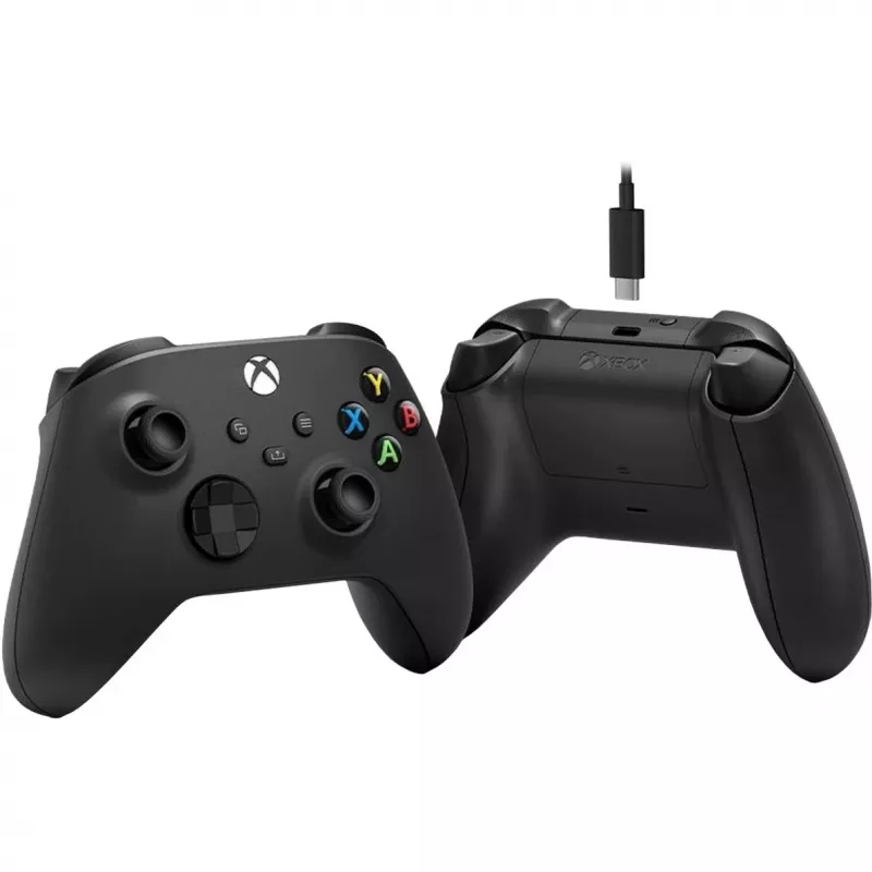 Microsoft Xbox belaidis valdiklis + USB-C laidas juodas žaidimų pultas analoginis / skaitmeninis PC, Xbox One, Xbox One S, Xbox One X, Xbox Series S, Xbox Series X