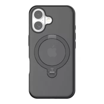 Apsauginis telefono dėklas Torras Ostand Spin, skirtas iPhone 16 Plus — juodos spalvos, pritaikytas, plonas