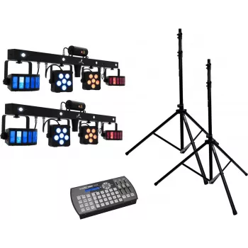 LED lazerinių juostų rinkinys EUROLITE 2x KLS PRO su Easy Show ir 2x M-4 stovais