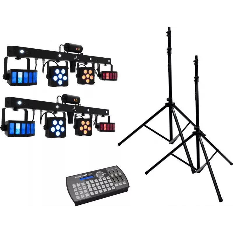 LED lazerinių juostų rinkinys EUROLITE 2x KLS PRO su Easy Show ir 2x M-4 stovais