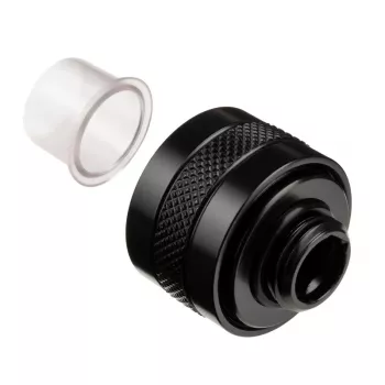 Jungtis Alphacool 17473 — žalvaris, 23 mm aukštis, 26 mm skersmuo, juoda