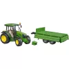 Traktoriaus modelis BRUDER John Deere 5115 M su savivarčiu priekaba