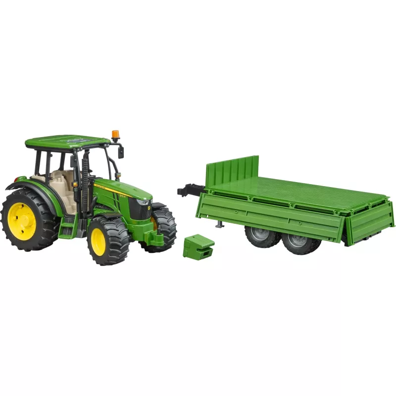 Traktoriaus modelis BRUDER John Deere 5115 M su savivarčiu priekaba