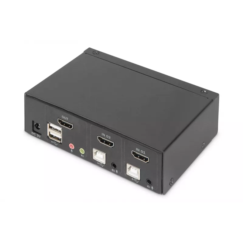 KVM jungiklis Digitus 2 prievadų vienas ekranas 4K HDMI