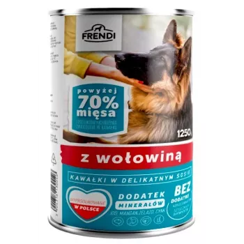 Šlapias šunų maistas Frendi su jautienos gabalėliais švelniame padaže 1250 g