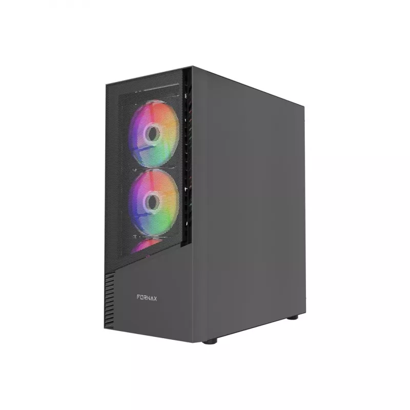 PC korpusas GEMBIRD Fornax 4300 Midi Tower ATX, grūdintas stiklas, 2x3,5 colio skyriai, 3x2,5 colio skyriai, ARGB ventiliatorių palaikymas, USB 3.2 Gen1