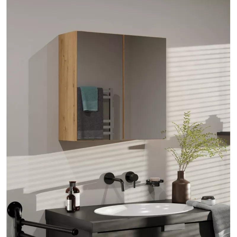 vonios spintelė viršutinė “top e shop POLA 2DL ARTISAN” — montuojama prie sienos, ąžuolas, 600×220×600 mm, 3 lentynos