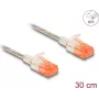 Tinklo kabelis DeLOCK RJ45 Cat.6A U/UTP plonas 0.3m permatomas