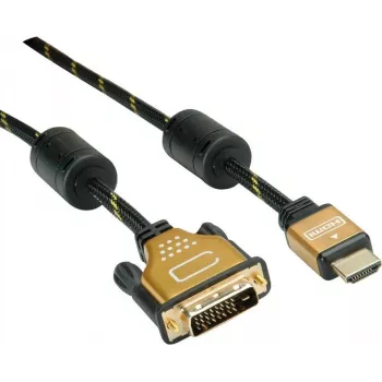 Roline Gold - Vaizdo kabelis - Dual Link - HDMI / DVI - DVI-D (V) į HDMI (V) - 2 m - Ekranuotas - Juodas, auksinis - 4K palaikymas