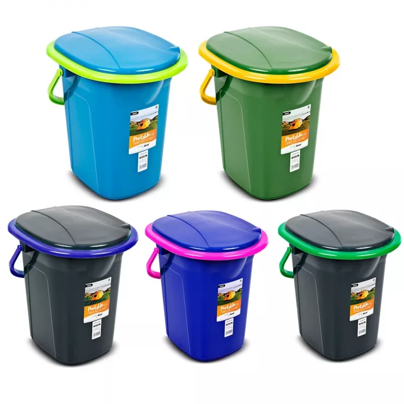 GreenBlue GB320BL Nešiojamas kelioninis tualeto kibiras su sėdyne Stovyklavimui Festivaliams Su rankena Dangtis Patvarus Stabilus 19L