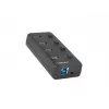 USB šakotuvas NATEC MANTIS USB 2.0 Type-B — 4x USB 3.2 Gen 1 Type-A prievadai, juodas, 0.8 m laidas, kintamosios srovės adapteris, maitinimo jungiklis