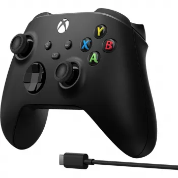 Microsoft Xbox belaidis valdiklis + USB-C laidas juodas žaidimų pultas analoginis / skaitmeninis PC, Xbox One, Xbox One S, Xbox One X, Xbox Series S, Xbox Series X