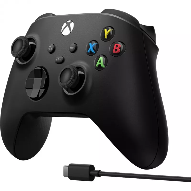 Microsoft Xbox belaidis valdiklis + USB-C laidas juodas žaidimų pultas analoginis / skaitmeninis PC, Xbox One, Xbox One S, Xbox One X, Xbox Series S, Xbox Series X