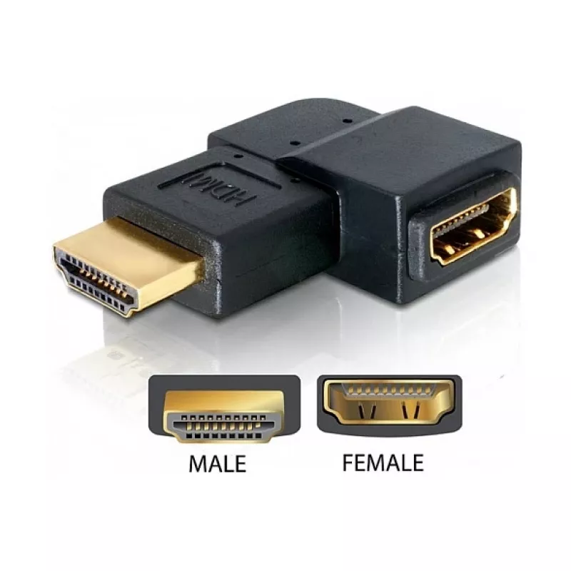 HDMI adapteris HDMI lizdas - HDMI kištukas 90° kairėn DeLOCK 65077