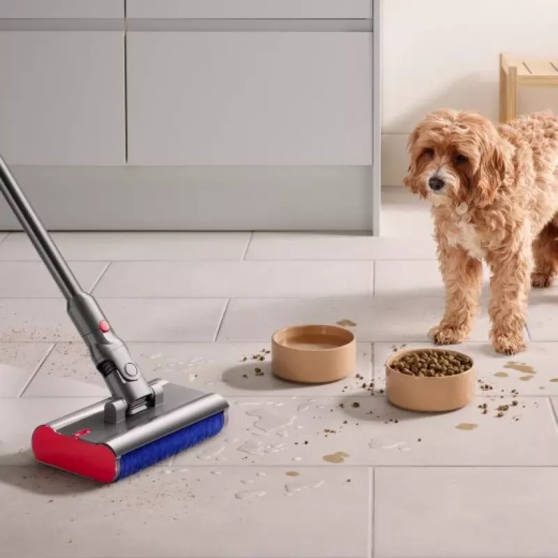 Dyson V12 Submarine 3-in-1 lazdelinis dulkių siurblys, akumuliatorinis, sausas ir šlapias valymas, HEPA, be maišelio, 0,35 l, nikelio ir geltonos spalvos