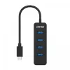 USB šakotuvas Unitek uHUB Q4 — 4 prievadų USB 3.2 Gen 1 (Type-A) šakotuvas, USB-C priegloba, 5 Gbit/s, 10 W, juodas