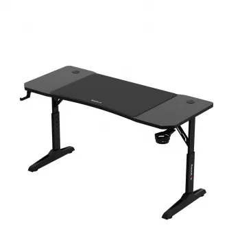 Žaidimų stalas huzaro Hero 3.6 — stačiakampis 1400×600 mm, reguliuojamo aukščio 560–790 mm, juodas, H formos kojos, 15 mm stalviršis
