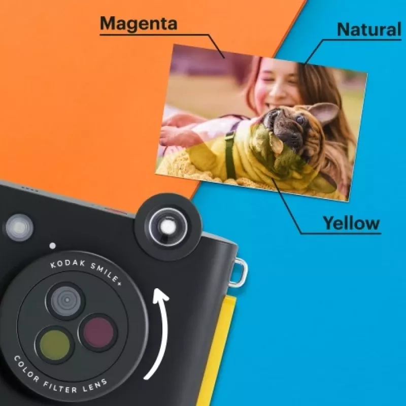 Momentinio spausdinimo fotoaparatas Kodak SMILE+ 2x3 Juoda — nešiojamas momentinis fotoaparatas su 2×3 spaudiniais