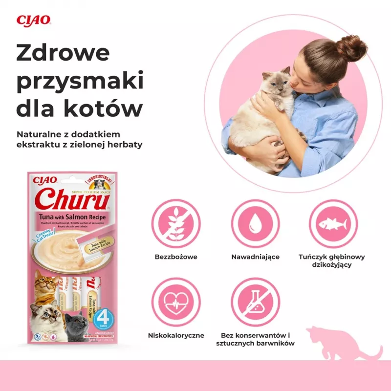 INABA Churu Tuna su lašiša – kačių skanėstai – 4x14 g