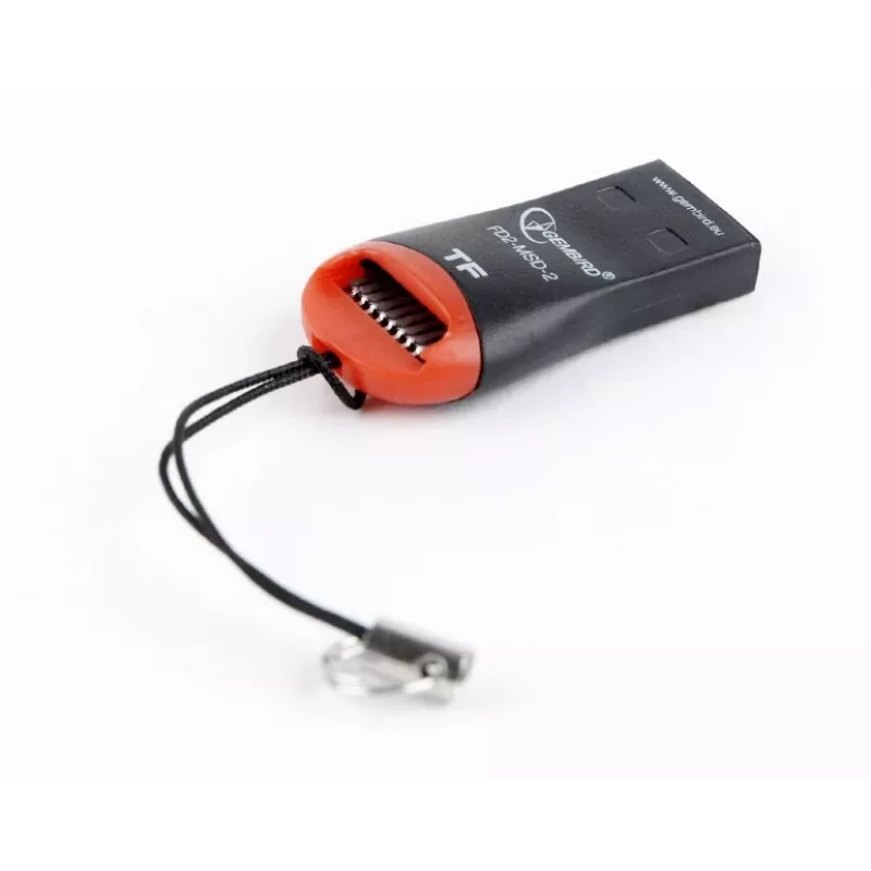„Gembird“ kortelių skaitytuvas FD2-MSD-3 USB 2.0 juoda raudona