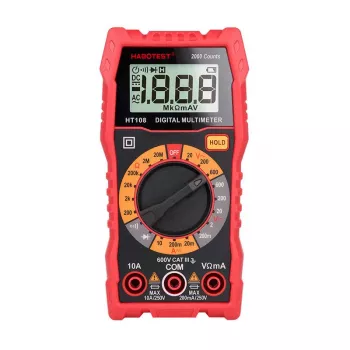 Multimetras Habotest HT108L — DC iki 600 V, AC iki 600 V, 10 A diapazonas