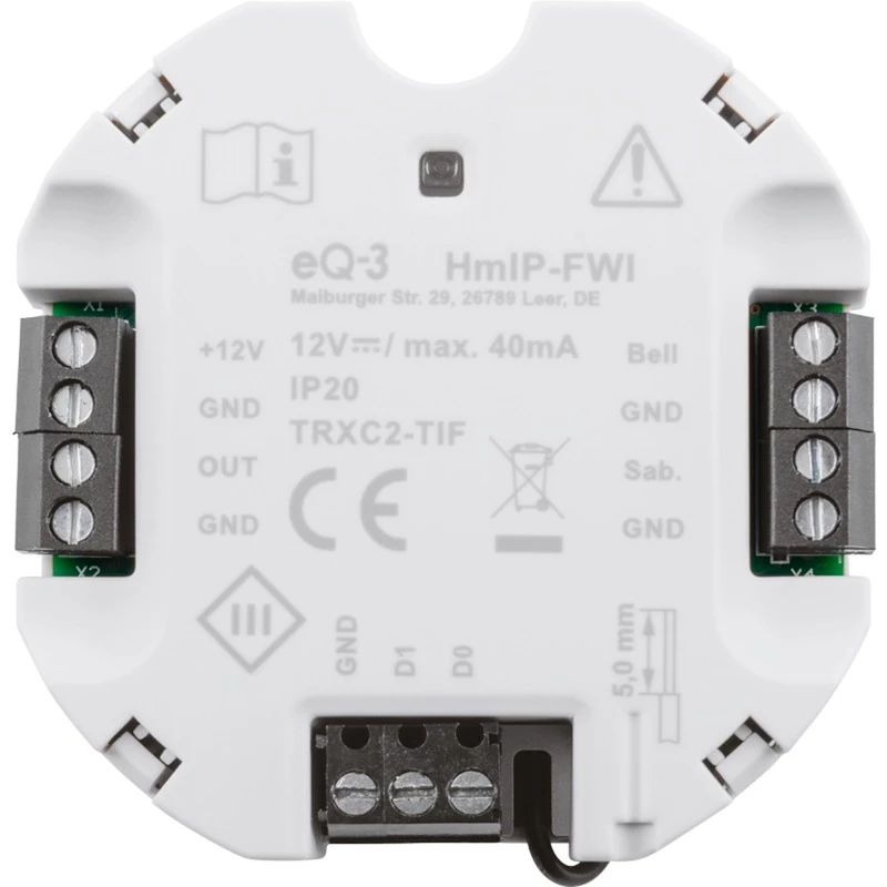 Homematic IP HMIP-FWI išmaniojo namų imtuvo laidinis baltas 868 MHz