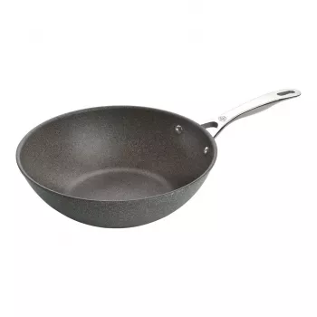 Wok/Stir-Fry keptuvė Ballarini 75002-815-0 apvali antracito 30 cm, aliuminio, 6 sluoksnių granito/titano neprideganti danga