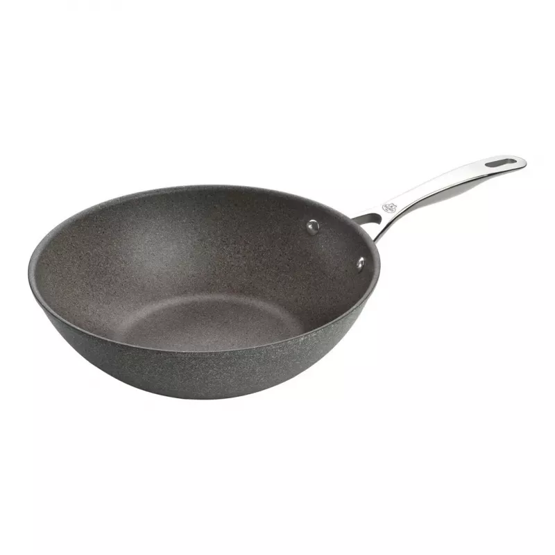 Wok/Stir-Fry keptuvė Ballarini 75002-815-0 apvali antracito 30 cm, aliuminio, 6 sluoksnių granito/titano neprideganti danga