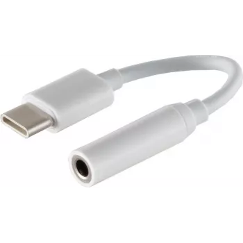 Garso kabelis S/CONN 14-05020 0,1 m 3,5 mm USB Type-C baltos spalvos