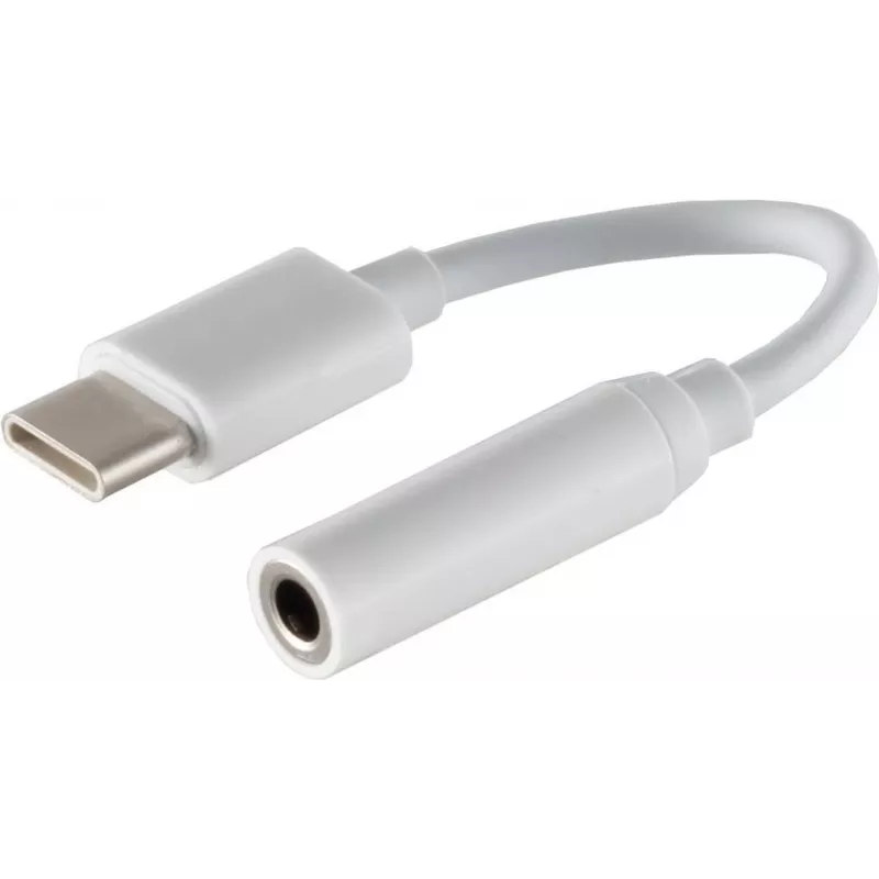 Garso kabelis S/CONN 14-05020 0,1 m 3,5 mm USB Type-C baltos spalvos