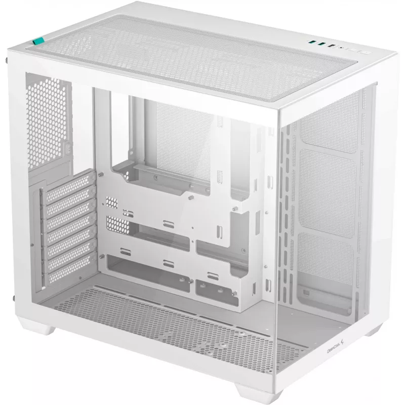 PC korpusas DeepCool CG530 WH Midi Tower — ATX/Micro ATX/ITX, grūdintas stiklas, 2×3,5 colio + 3×2,5 colio nišos, palaiko iki 410 mm GPU