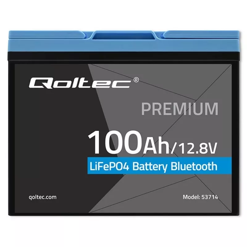 LiFePO4 baterija QOLTEC 12,8 V 100 Ah su Bluetooth — 12,8 V 100 Ah
