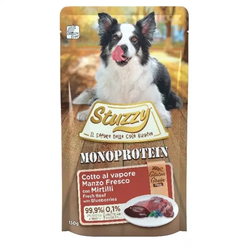 STUZZY Monoprotein Beef with blueberries - šlapiasis šunų maistas - 150 g